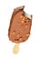 Chocolate popsicle with nuts isolated