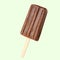 Chocolate popsicle on the sticks, frozen juice. Bright color, summer mood. Ice cream, freshness, Isolate, on a green background