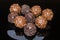 Chocolate pralines background celebrating easter