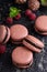 Chocolate and raspberry french macarons with ganache filling