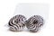 Chocolate ripple stripe doughnut in plastic container isolated on white