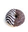 Chocolate ripple stripe vs chip doughnut isolated on white