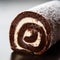 chocolate roll with cream on a dark background. tinting. selective focus