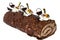 Chocolate roll with nuts.