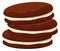 Chocolate round cookie with cream. Sweet snack cartoon icon