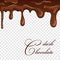 Chocolate seamless pattern. Drip dark chocolate isolated white transparent background. Sweet melting food. Dripping