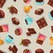 Chocolate seamless pattern with various tasty