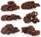 Chocolate shavings set on white background