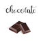 Chocolate slice vector. Dark chocolate realistic
