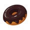 Chocolate snack donut icon, frosted baked cake