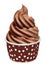 Chocolate soft ice cream or frozen yogurt on white background