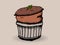 Chocolate Souffle Hand drawn outline with color artwork on creamy background