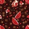 Chocolate spicy pomegranate seamless vector pattern