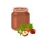 Chocolate spread with hazelnuts. Vector cartoon illustration of nougat cream