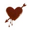 Chocolate stain in the form of heart with arrow