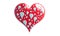 Chocolate sweet bisquit heart with glance colourful enamel on white background