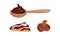 Chocolate Sweet Paste for Spreading on Bread and Toast Vector Set