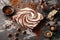 chocolate swirls and patterns on a marble slab