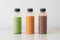 Chocolate, Thai milk tea and Matcha green tea in plastic bottle