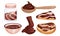 Chocolate Thick Paste on Spoon and Spreaded on Bread Vector Set