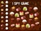 Chocolate truffle, nuts candy, sweets spy game