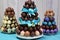chocolate truffle tower with assorted flavors and colors