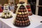 chocolate truffle tower with assorted flavors and colors