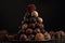 chocolate truffle tower with different flavors and textures