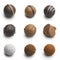 Chocolate truffles assortment isolated on white