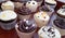 Chocolate and Vanilla Cupcakes Closeup