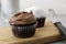 Chocolate and White Cupcakes with Glass of Milk