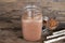 Chocolate yogurt smoothies milk high protein drinks brown put a glass .