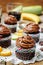 Chocolate zucchini banana cupcakes with chocolate avocado banana