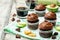 Chocolate zucchini banana cupcakes with chocolate avocado banana