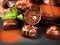 Chocolates assortment. Praline chocolate sweets