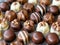 chocolates background with praline assortment chocolate sweets