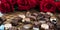 Chocolates praline variety on stone background