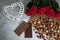 Chocolates praline variety on stone background