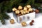 Chocolates truffles with Christmas tree twig