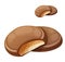 Chocolaty coating covered cookies layered with cream and peanut butter. Cartoon vector illustration