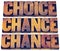 Choice, chance and change word abstract