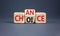 Choice and chance symbol. Concept word Choice Chance on wooden cubes. Beautiful grey table grey background. Business and choice