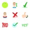 Choice failure icons set, cartoon style