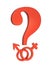 Choice sex. Red question mark with male and female symbols