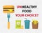 Choice of unhealthy food, junk fast food icons