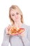 Choices: Woman Unsure Of Eating Greasy Pizza