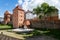 Chojnice, pomorskie / Poland - May, 29, 2019: A view of the old city walls in a small town in Pomerania, Poland. An old and newly
