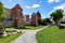Chojnice, pomorskie / Poland - May, 29, 2019: A view of the old city walls in a small town in Pomerania, Poland. An old and newly