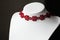 Choker necklace in the shape of flowers in red