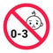 Choking hazard forbidden sign sticker not suitable for children under 3 years